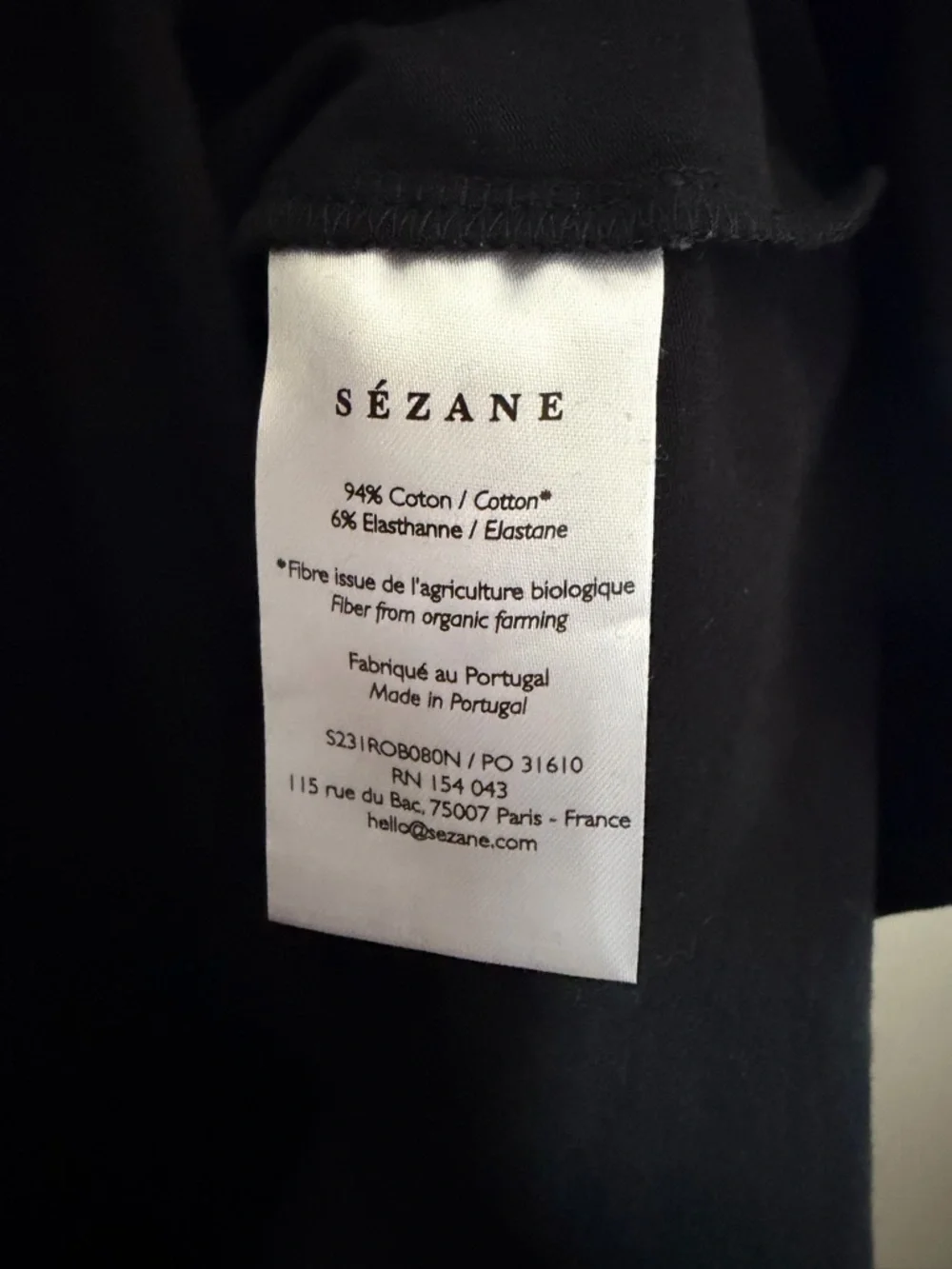 Sezane Black robe Pippa courte Short-Sleeve Tie-Waist Mini Dress - Picture 7 of 9